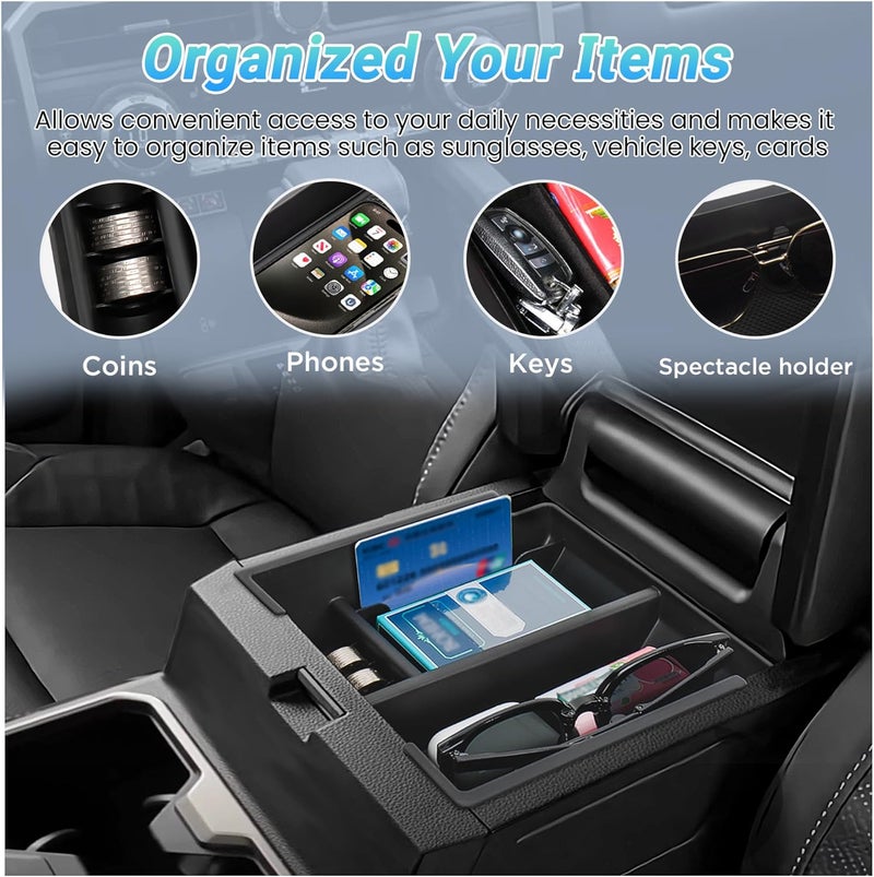 Sinminou Center Console Organizer Compatible with 2025-2026 Toyota 4Runner (6th Gen) Interior Accessories, Armrest Storage Box Glove Organizer Tray Insert with Coin and Sunglasses Holder - Image 5